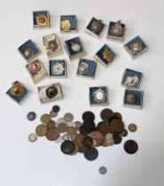 Eight silver sporting medallions, circa 1960's together with nine base metal medallions and a