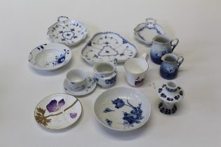 A collection of sixteen pieces of Royal Copenhagen and B G ceramics. Including a Pansy pattern