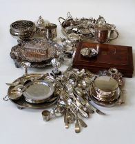 A good quantity of Victorian and later silver plate, including gallery and other trays, tankards,