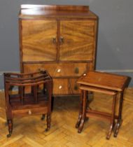 An early 20th century walnut bedroom chest, 113 x 78cm, an Edwardian mahogany canterbury and a