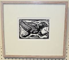 John Gibbs Conteporary British Study of Eagle of St John , Hereford, linoint, signed in pencil,