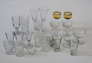 A good quantity of part suites and other drinking glasses, including champagne coups, hock,