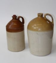Two named stoneware loop handled flagons, Luce of Malmesbury and Revill, London. 49cm (the largest)