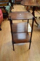 Late 19th century three tier mahogany whatnot which has been cut down along with an early 20th