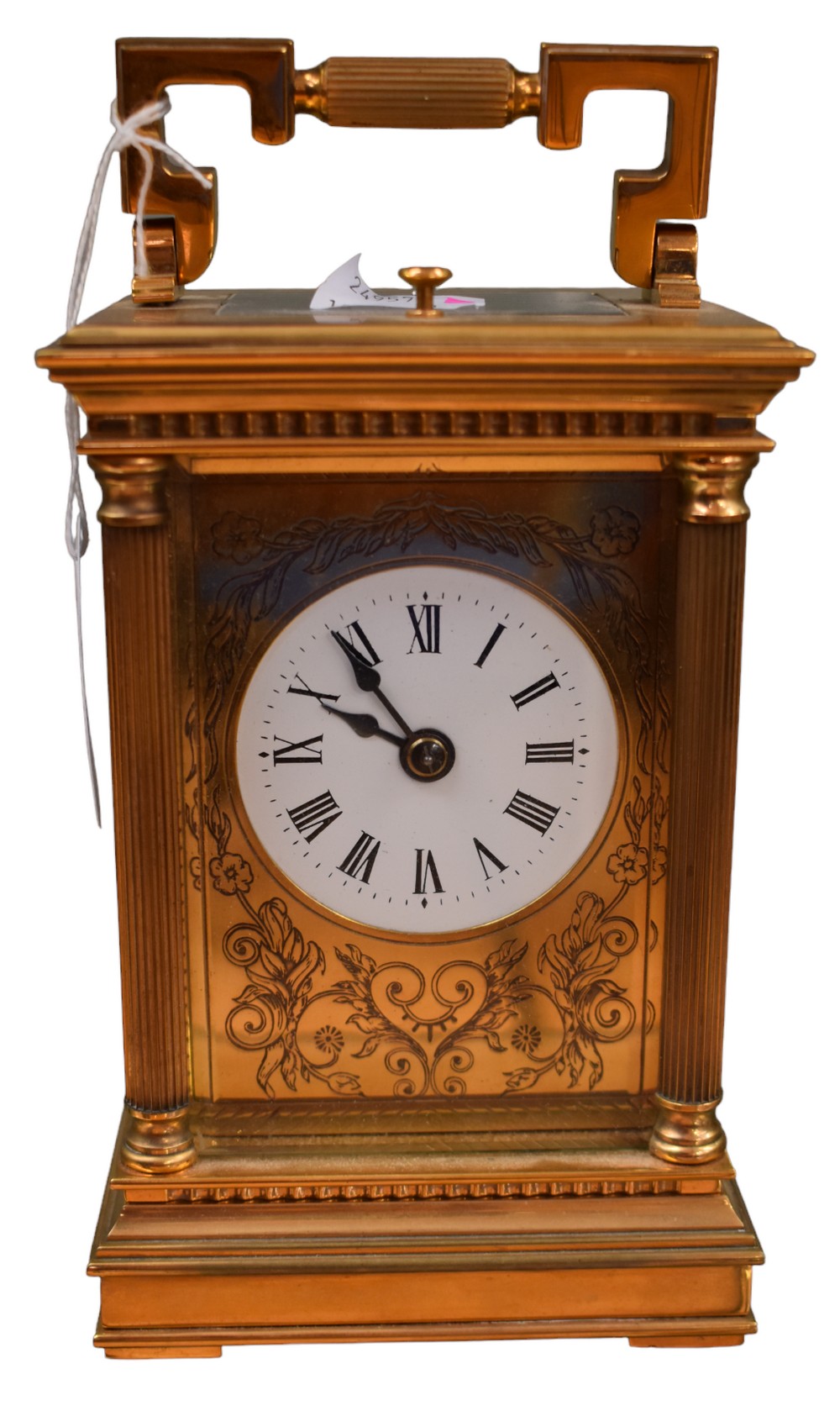 Charles Frodsham London repeating brass carriage clock with eight day two train spring driven