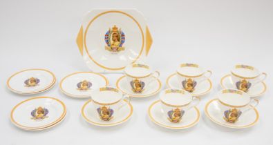 Shelley - A set f 6 trio's together with a cake plate, produced for the coronation of H.M King