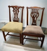 A collection of six mahogany George III dining chairs.