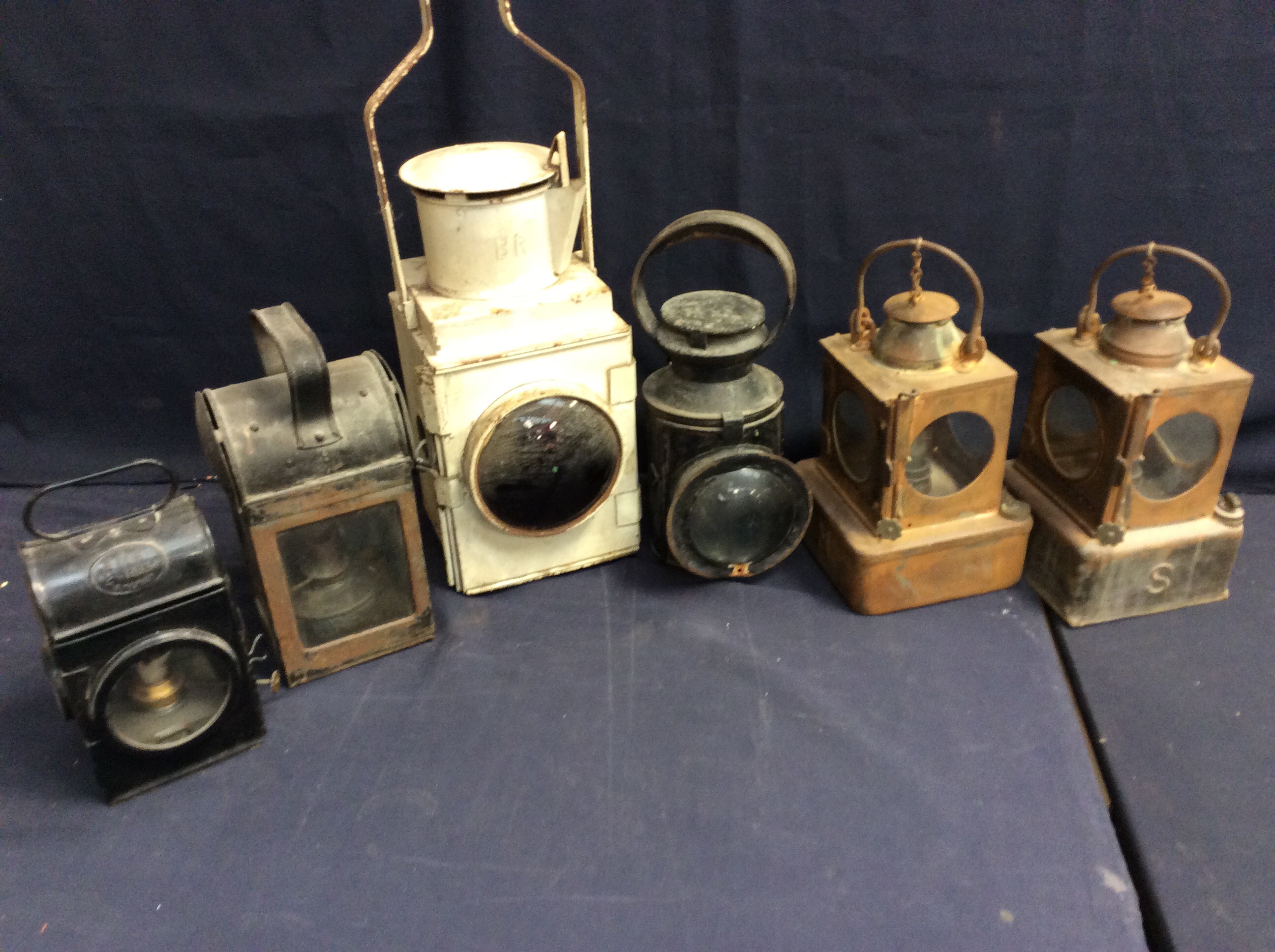 Collection of vintage railway lamps
