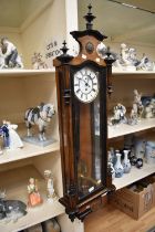 Late 19th century single weight mahogany Vienna 8 day wall clock