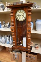 Two early 20th century mahogany long 8-day wall clocks