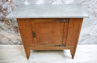 Early 20th century mahogany wash stand with marble and pine stool.