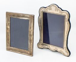 Two silver photo frames to include; 1) A modern Queen Elizabeth II silver floral decorated Nouveau