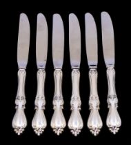 A set of six 20th Century American Sterling silver handled steel butter knives, all by Towle and