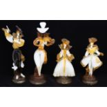 Murano type "Venetian Glass Company" glass. A collection of four 'Venetian Old Style' flamenco