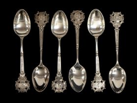 A set of six late Edwardian silver teaspoons, all with the "Miniature Rifle Clubs Society" cross