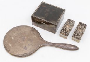 A group of early 20th Century silver to include: a George V silver and tortoiseshell square