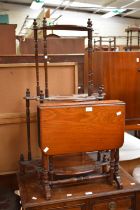 19th Century mahogany and walnut Whatnot with three shelves, along with a Victorian small slender