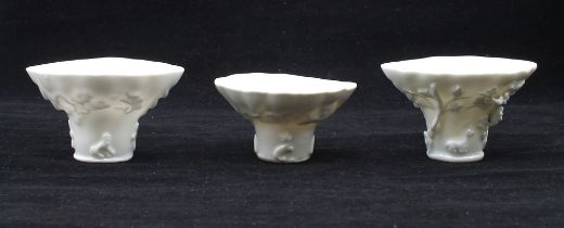 ***WITHDRAWN*** A set of three Blanc de Chine libation cups, 20th Century (3)