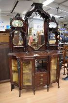 Late 19th century mahogany pierced mirror backed sideboard/display cabinet.