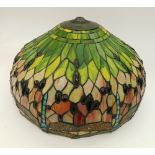 Late 20th C early 21st C Tiffany style large lamp shade with dragon fly detail to the coloured