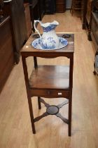 Late 18th century mahogany dropleaf table with single drawer to one end. 18th century washstand with