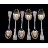 A set of six early 20th Century American silver-gilt ornate teaspoons, stamped Starr & Marcus, Pat