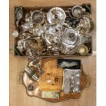 A large collection of silver plated items to include tea sets, condiments, goblets, trays, including