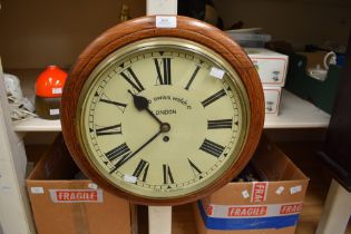 An Anglo Swiss Watch Co of London, fusee wall clock of circular form, wooden cased.