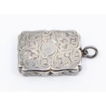 A Victorian silver vinaigrette, shaped rectangular with engraved foliate decoration and vacant