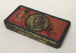 A very scarce complete Boer War 1900 Christmas tin, with original chocolate contents. Screen printed