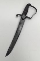 A 1796 pattern Light Cavalry Sabre, drastically shortened to a fighting knife. Usual steel cross