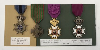 A selection of Belgian / French decorations / medals. To include: a Knight of the Order of