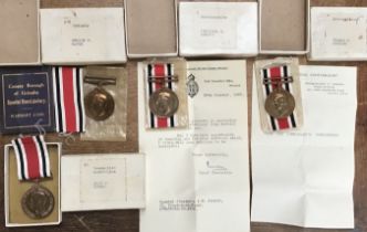 Collection of Four Special Constabulary Long Service Medals to George F Watts of the Grimsby