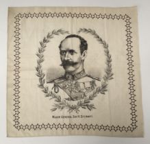 A scarce Mahdist war era souvenir memorial handkerchief. Printed with the portrait of Major-