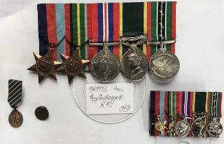 British WW2 mounted Medal Group to 869951 GNR H. C. Leggett of the Royal Artillery of 1939-45