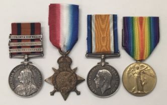 A Boer War / 1914 Star medal group, awarded to 5745 Pte J. Donnolly of the Royal Inniskilling