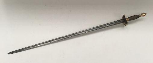 A 1796 pattern infantry officers sword (AF). Gilt brass fold down guard, wooden grip with wire