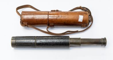 Mid 19th Century leather bound three draw telescope, and associated leather case, by A Ross of