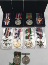 A selection of WW2 campaign medals, some of the period, and some later replacements / reissues. To