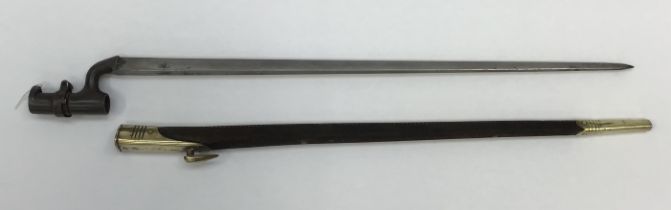 British 1853 Pattern Socket Bayonet with scabbard, proof stamped to blade and issue stamps to both.