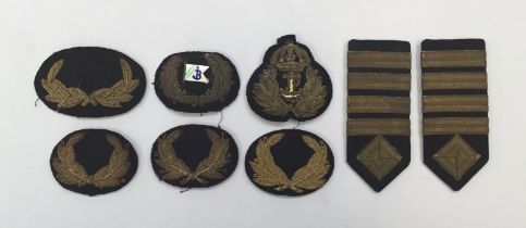 A selection of vintage Merchant Navy / shipping line insignia. To include: 6 bullion cap badge,