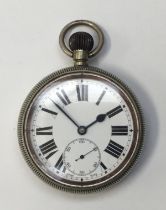 An Admiralty pattern 300 pocket watch. White dial with Roman numerals, blue steel hands, and