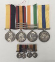 Full size late 19th century Sudan / Boer War medal group, plus matching miniature medal group.