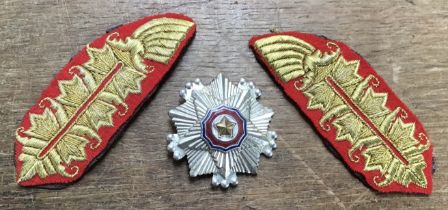 Rare North Korean Order of the National Flag 3rd Class with two gold bullion thread uniform