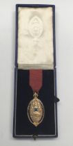 A fine quality, 9ct gold and enamel Derby Mayoral pendant/medal, with original fitted case