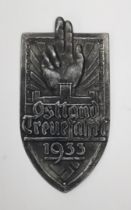 A 1930’s German NSKK car dashboard plaque, for the Ostland Treuefahrt 1933. Manufactured in die