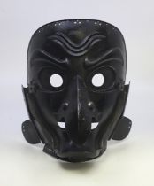 A 19th century Japanese Somen mask, Edo Period (1603 - 1868). Iron construction, with prominent