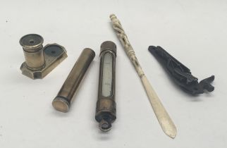 A selection of various military related items and others. To include: a 19th century bone