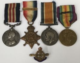 A WW1 Military Medal, 1914 Star and Clasp group, awarded to 20008 Pte Richard Robbie of the 12th
