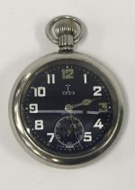 A scarce early WW2 era Zenith Indian Army issued pocket watch. Black dial with clear 1939 date,